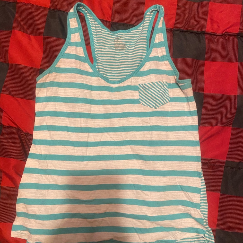 Light blue and white tank top